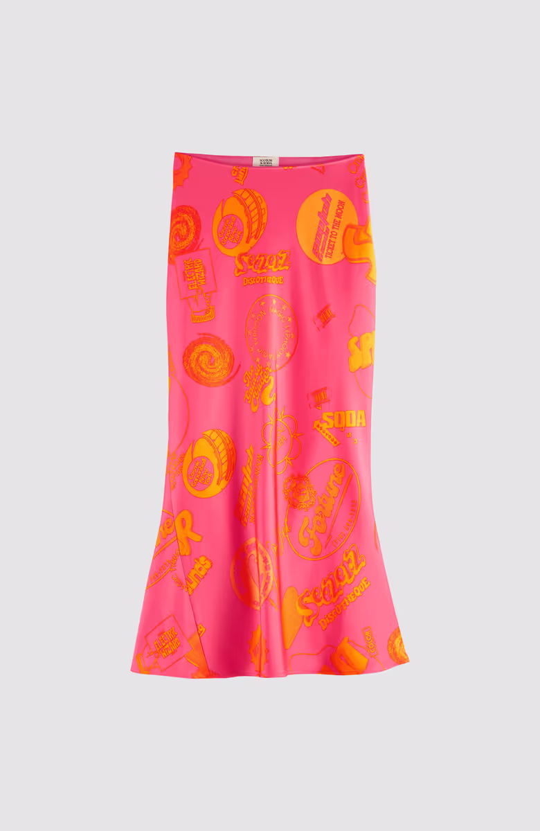 Satin midi skirt
