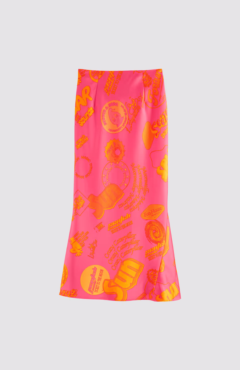 Satin midi skirt