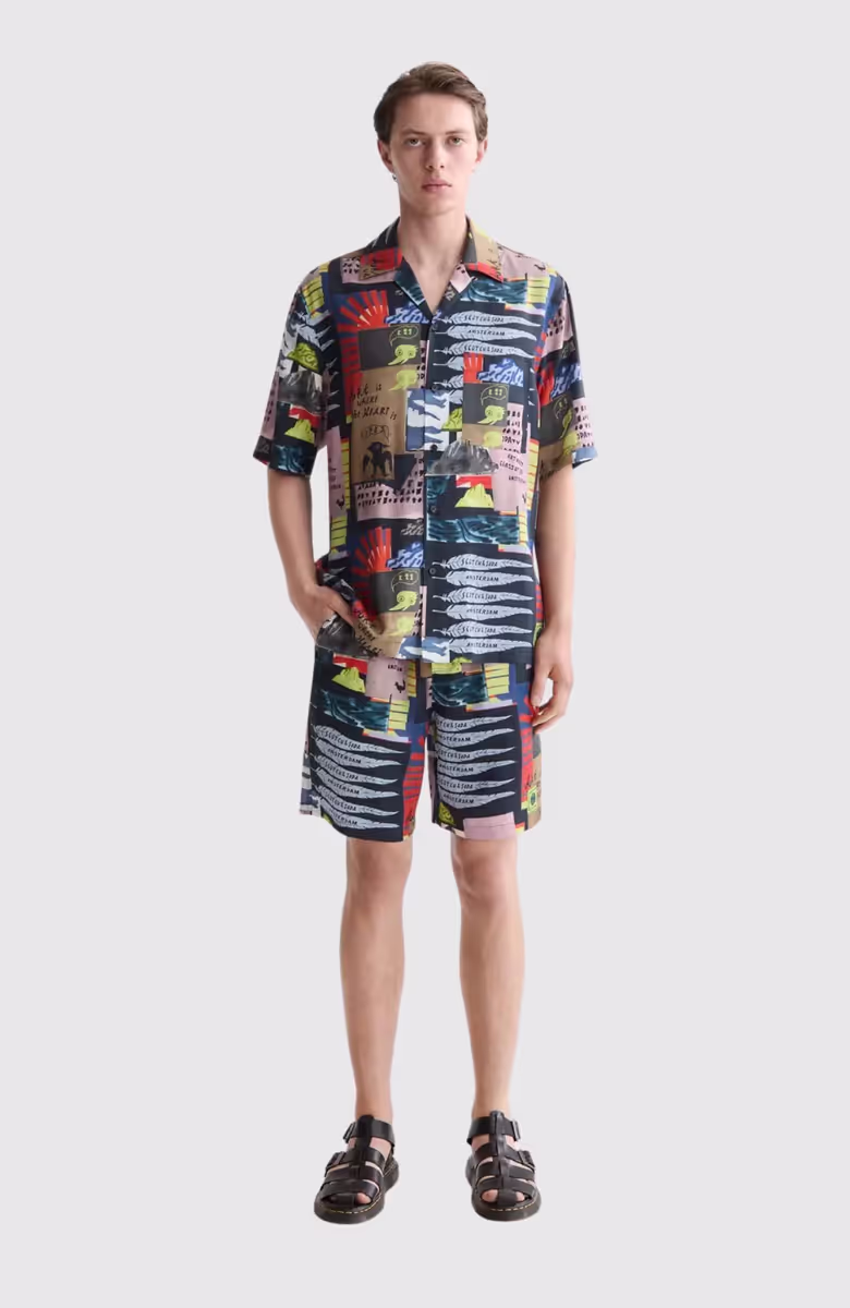 Fave - Printed Tencel Regular Fit Bermuda Shorts