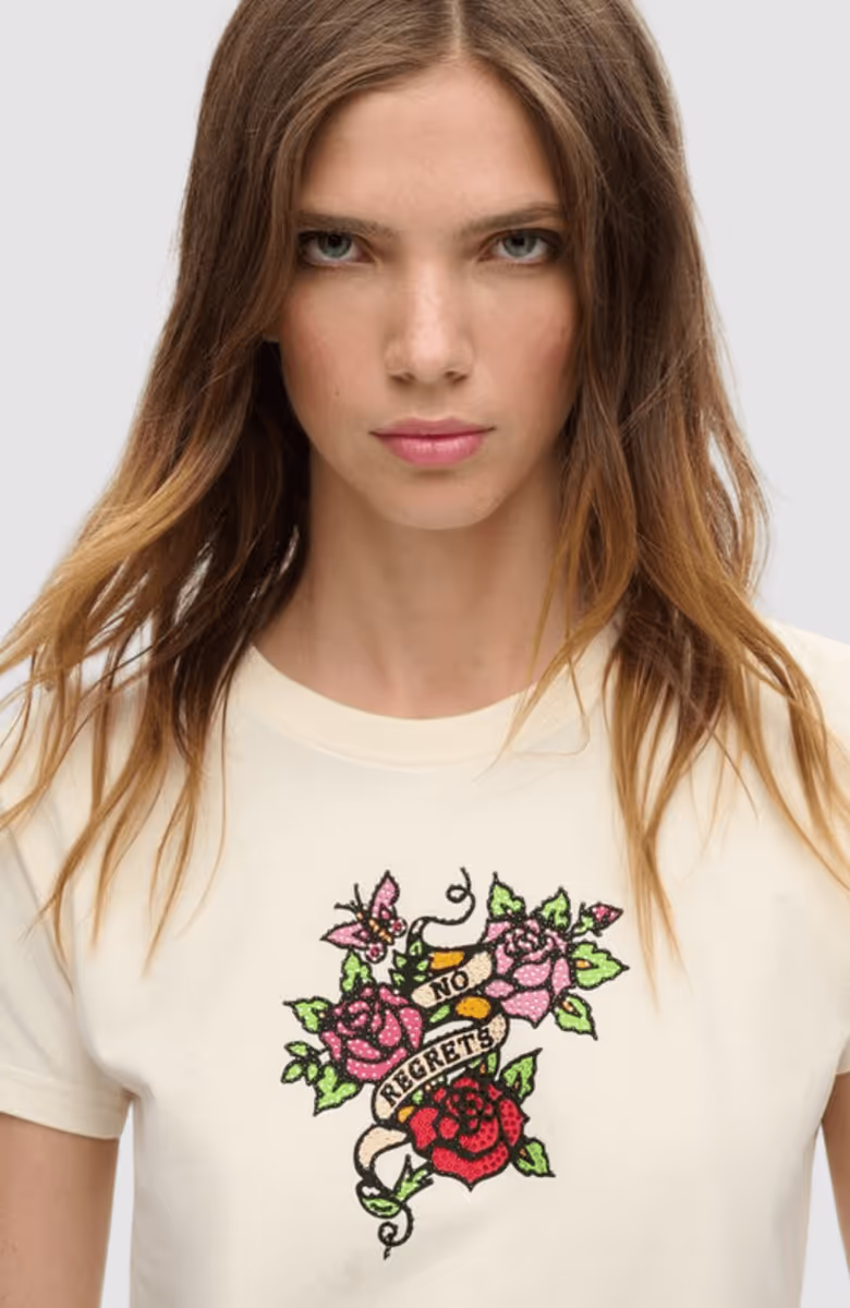 Small Tattoo Rhinest Fittd Tee