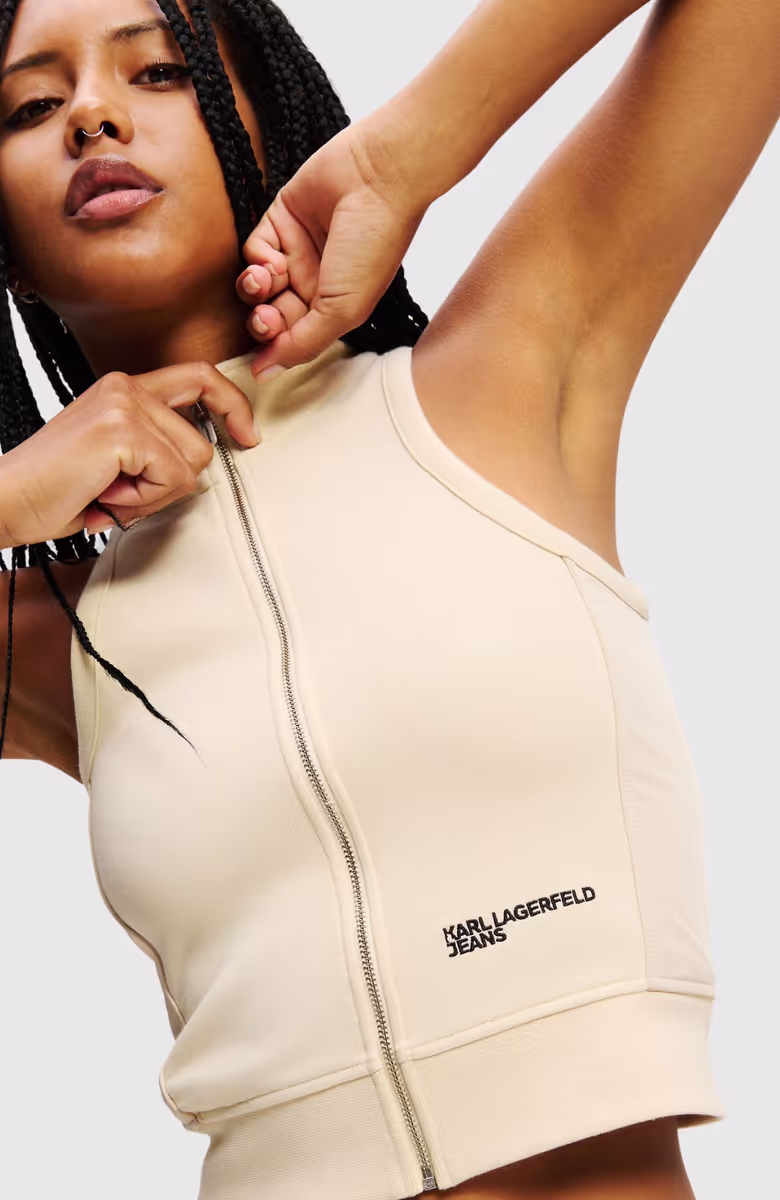 Klj Mixed Zip-Up Top