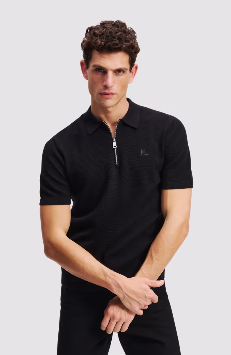 Kl Sslv Zip Up Polo