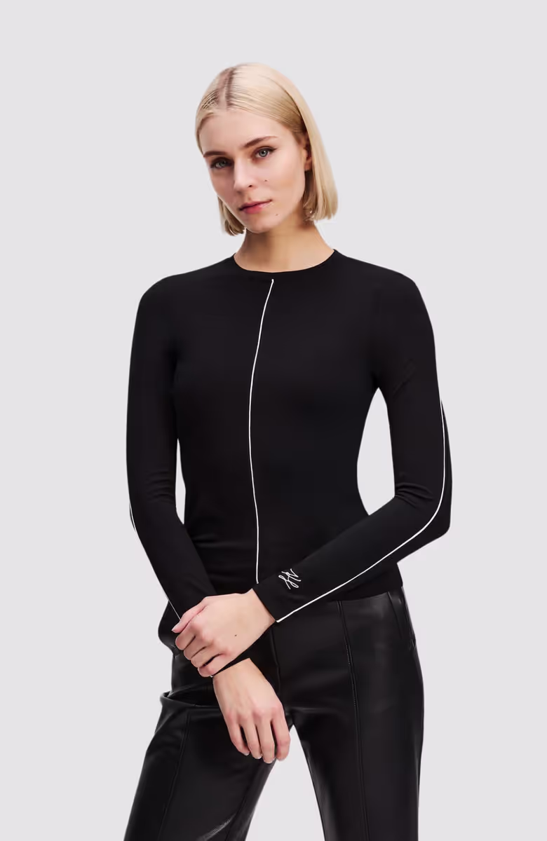 Contrast Piping Lslv Top