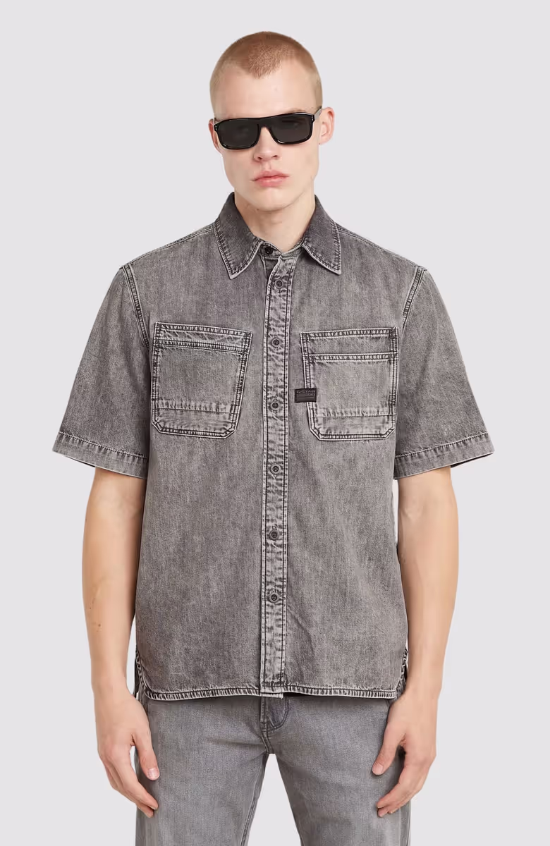Slanted double pocket regular shirt s\s