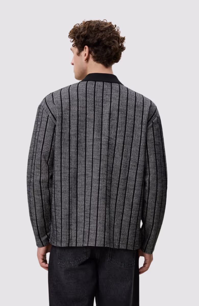Pinstriped Jacquard LS Polo