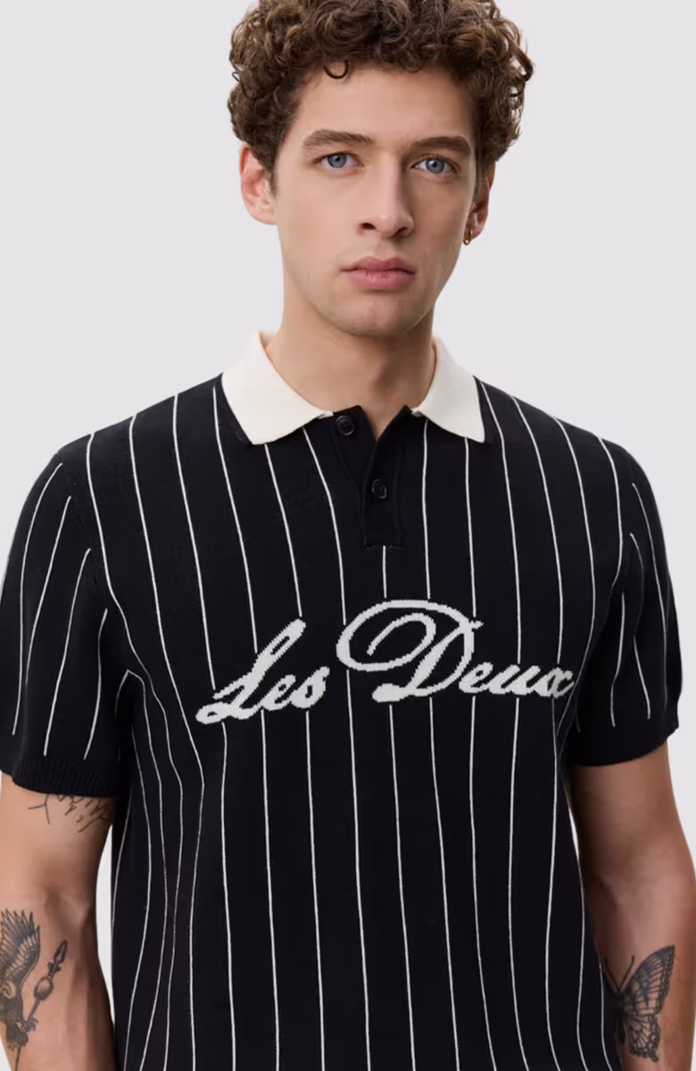 Pinstripe Knitted Polo