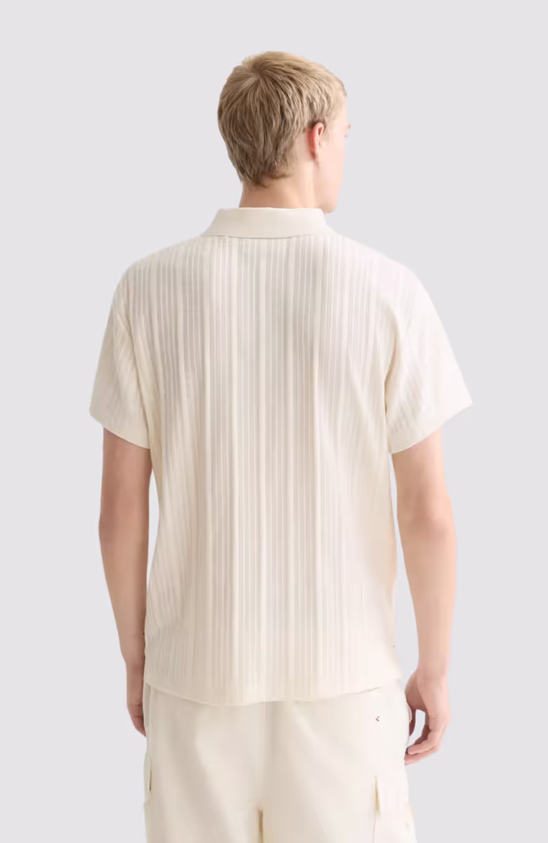Structured ribbed relaxedfit polo