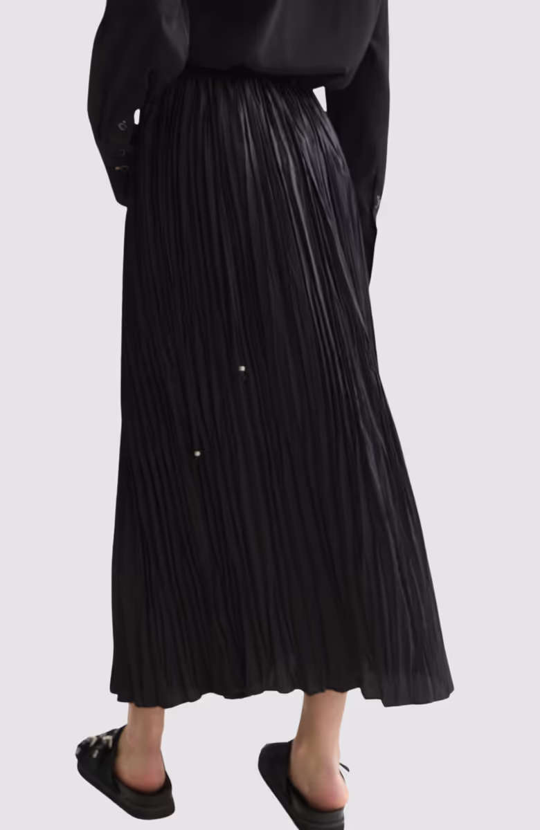 Printed micro pleat ankle length skirt