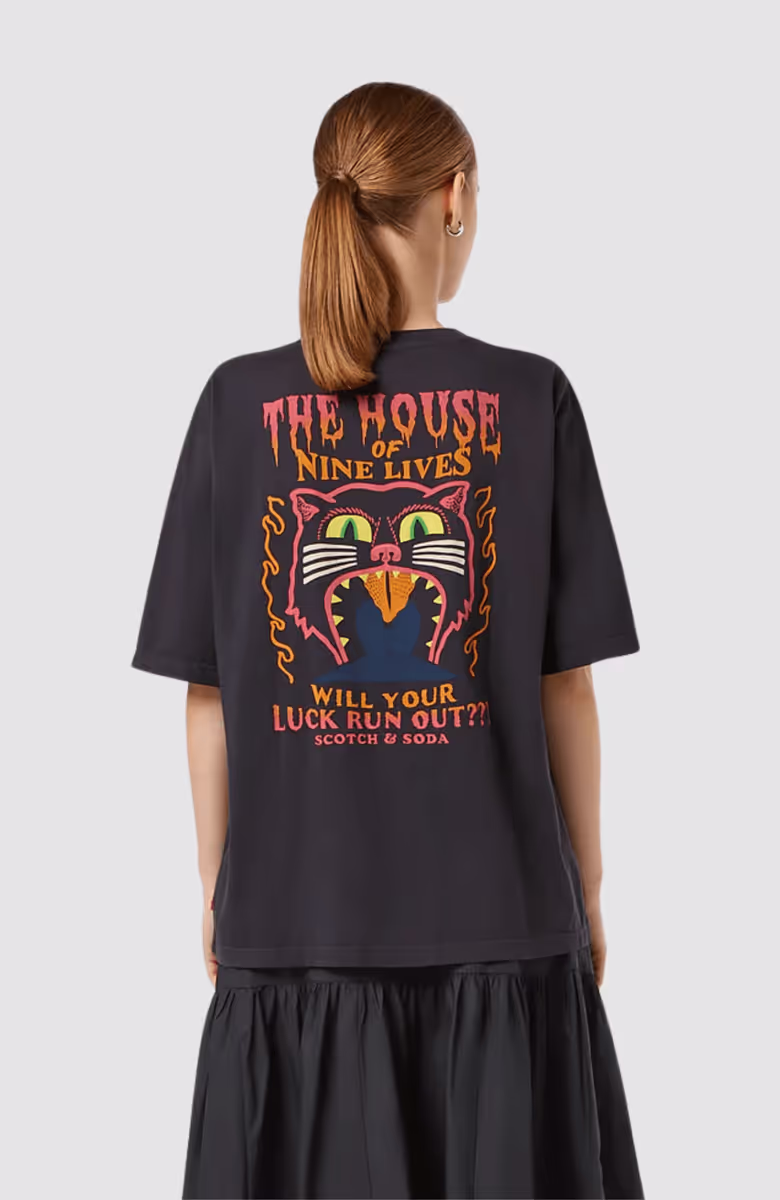 Front back artwork loose fit T-shirt