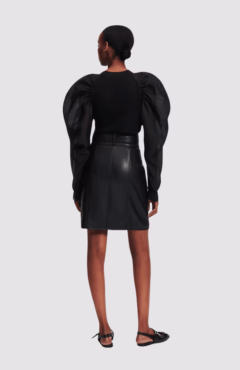 Faux Leather Skirt W/Zip
