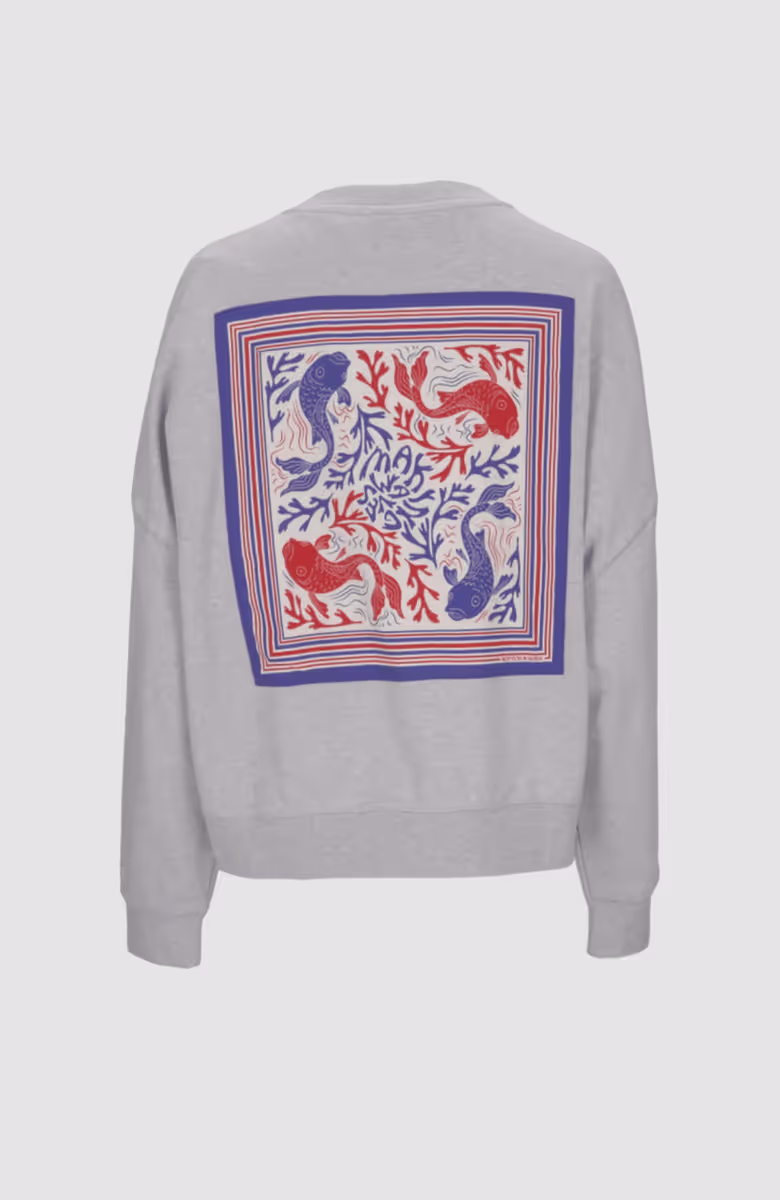 Boyfriend fit sweatshirt with woven back print