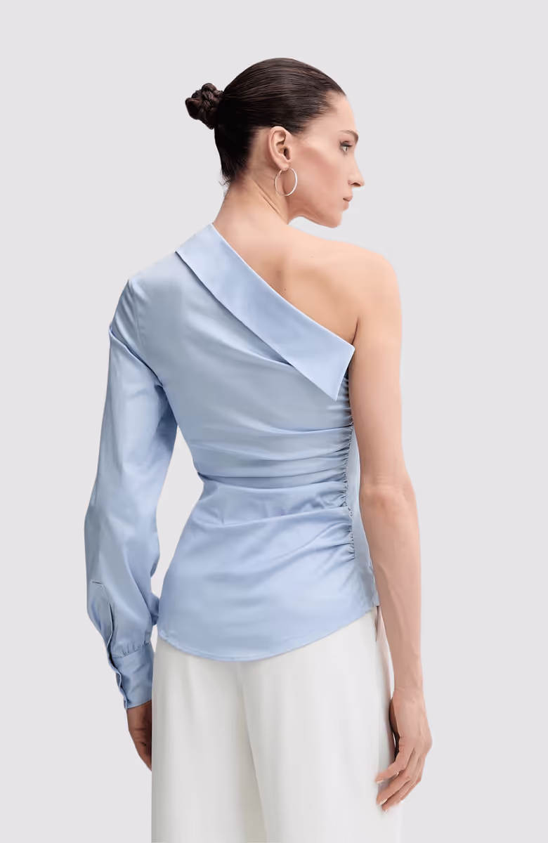 One Shoulder Poplin Blouse