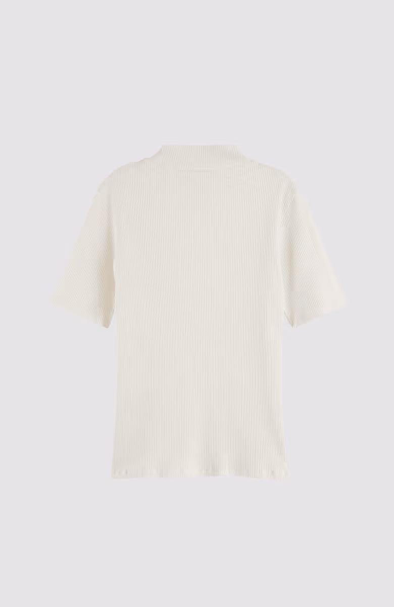 Mock neck ribbed slim-fit top