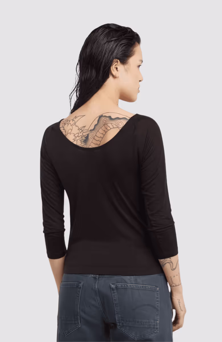 Low back slim 3\4 sl wmn