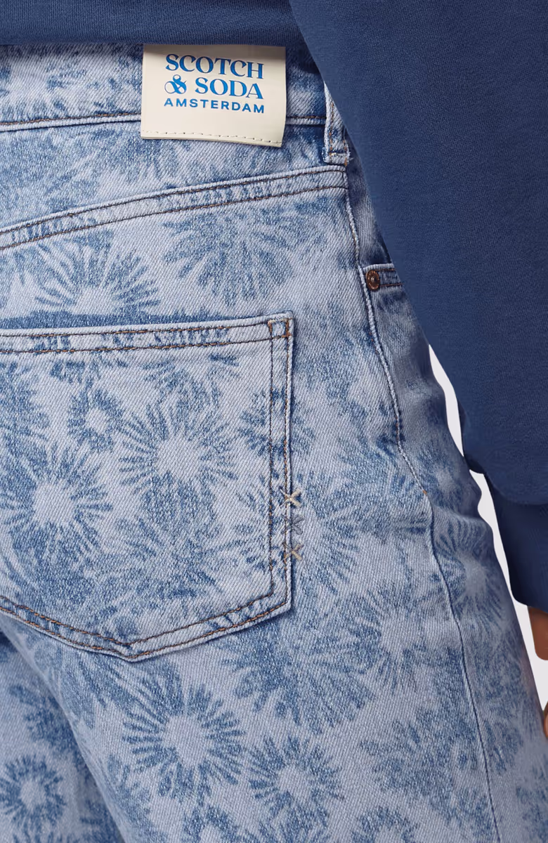 Sky high rise straight jeans — Abstract Floral