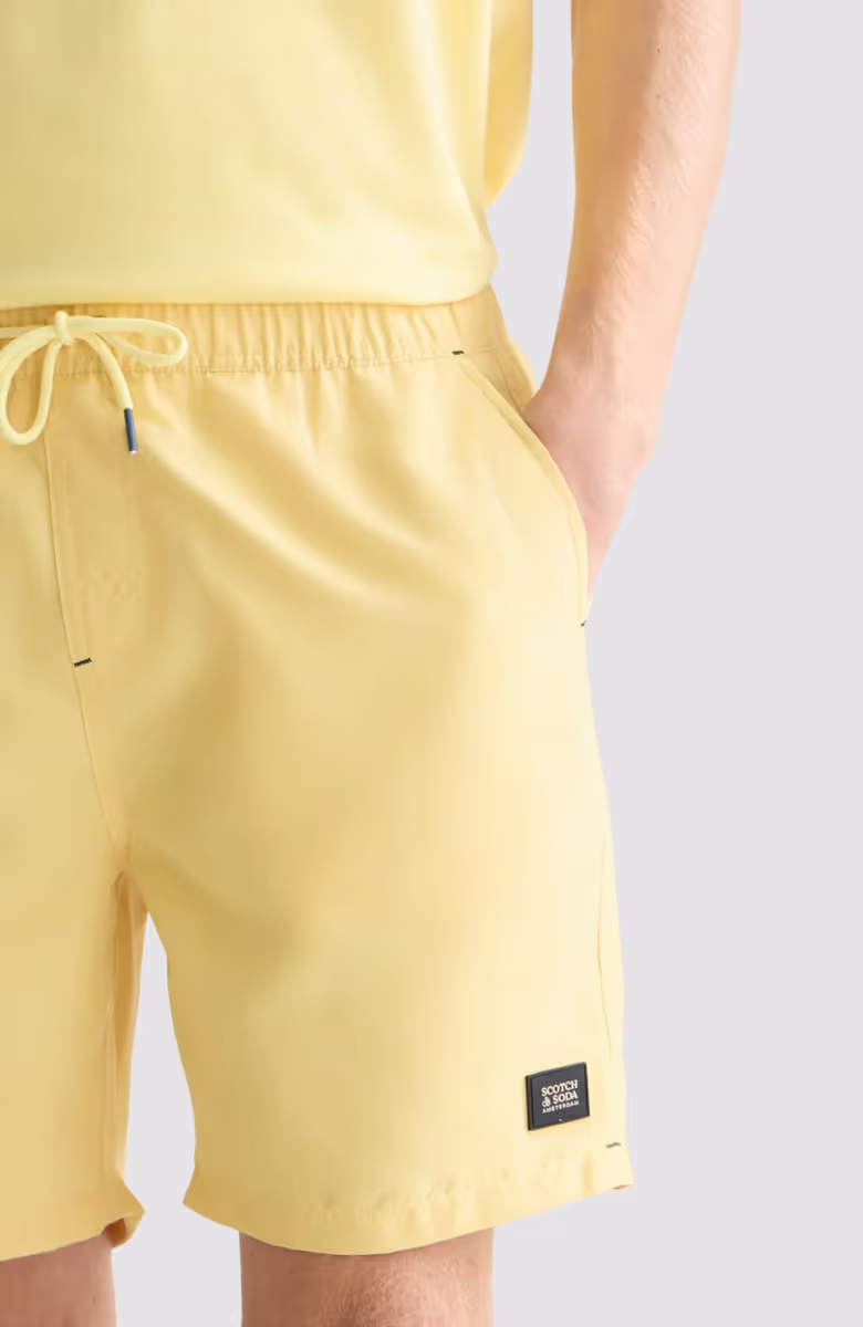 Solid midlength swim shorts