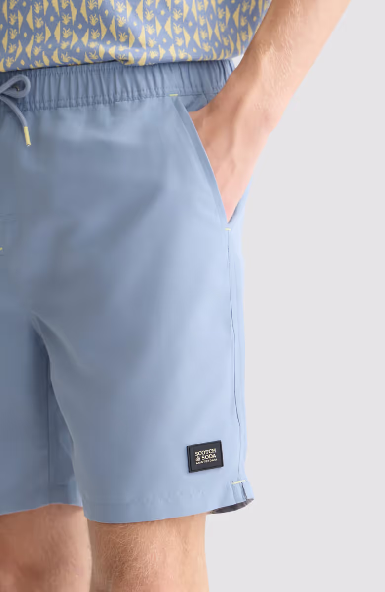 Solid midlength swim shorts