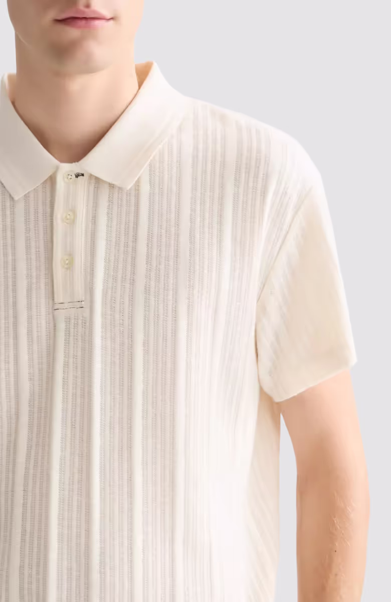 Structured ribbed relaxedfit polo