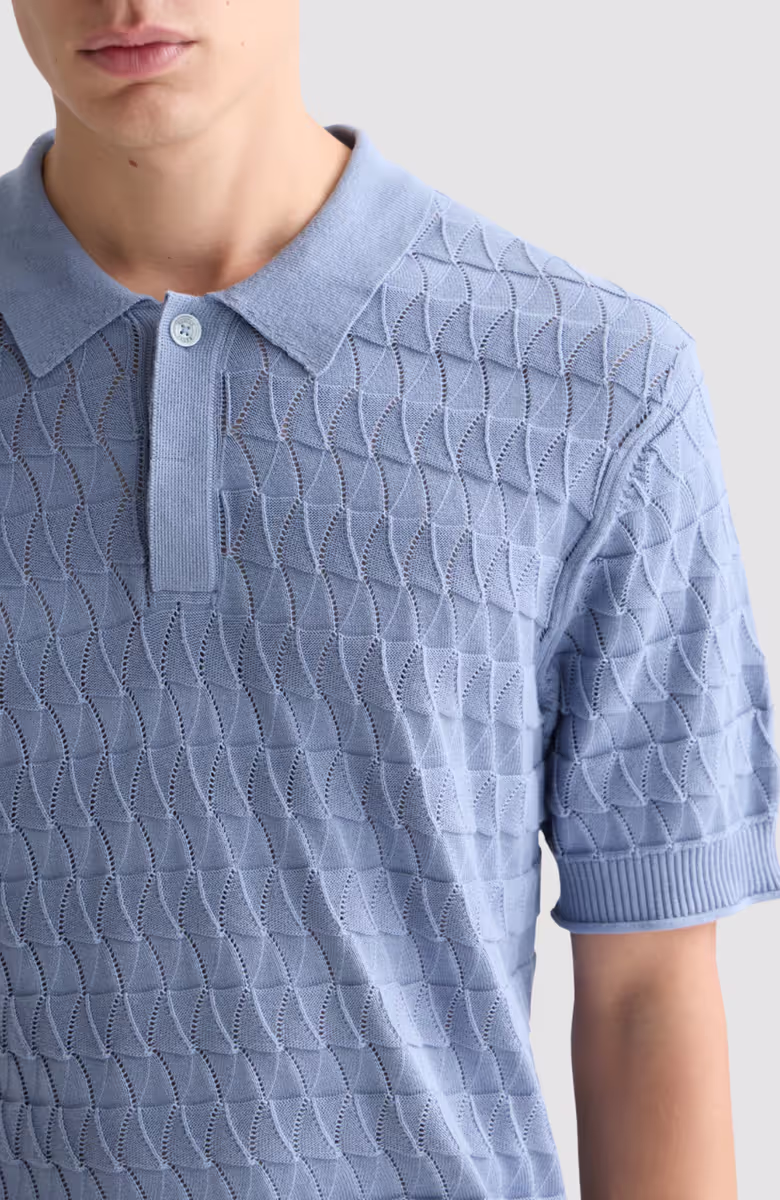 Pointelle knitted regular fit polo