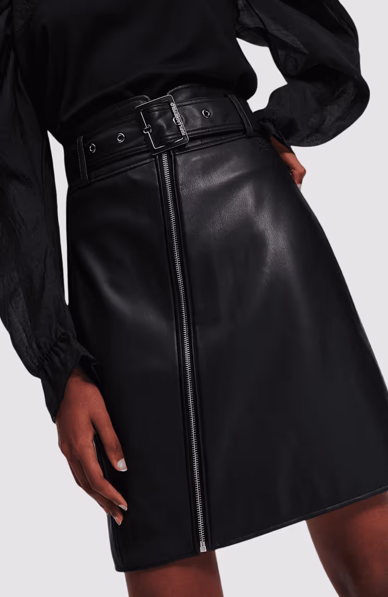 Faux Leather Skirt W/Zip