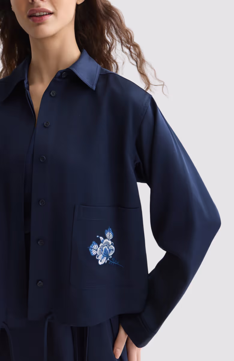 Embroidered satin jacket