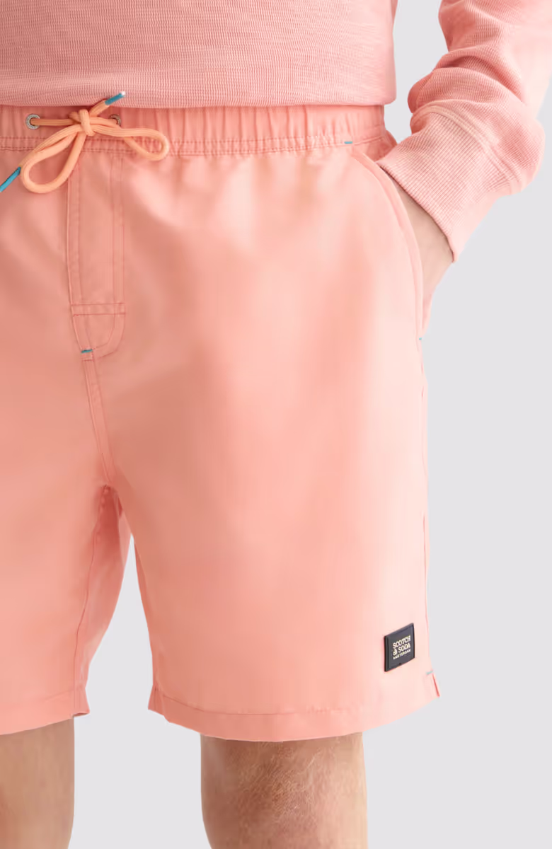 Solid midlength swim shorts
