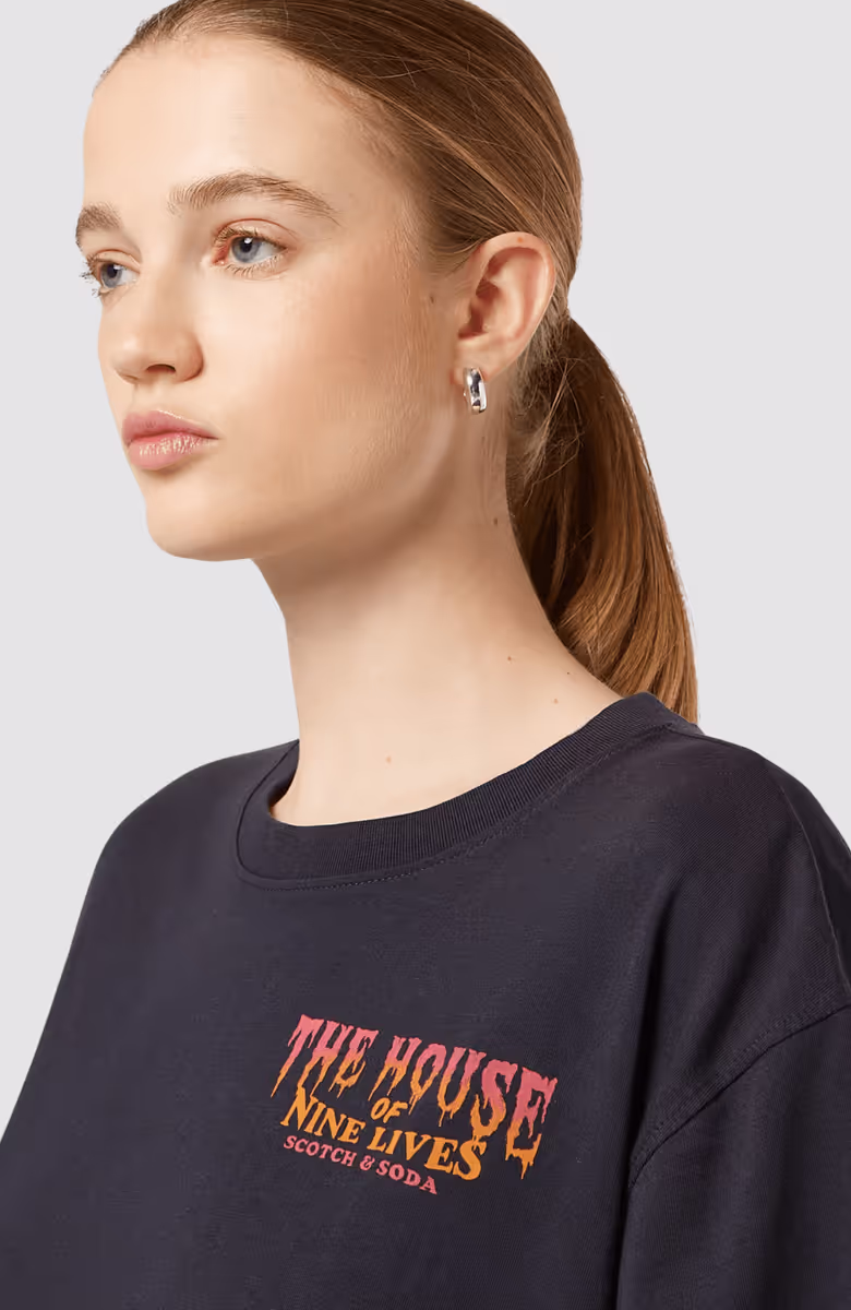 Front back artwork loose fit T-shirt