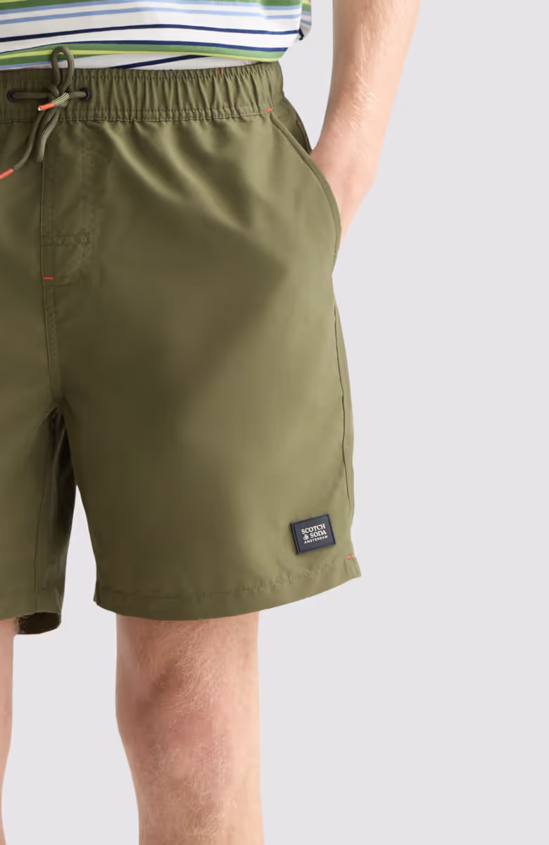 Solid midlength swim shorts