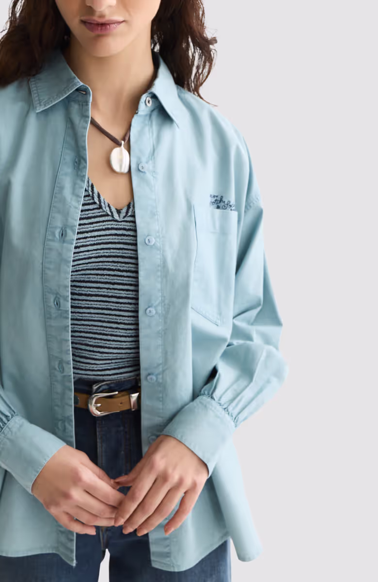 Garment dyed oxford oversized-fit shirt