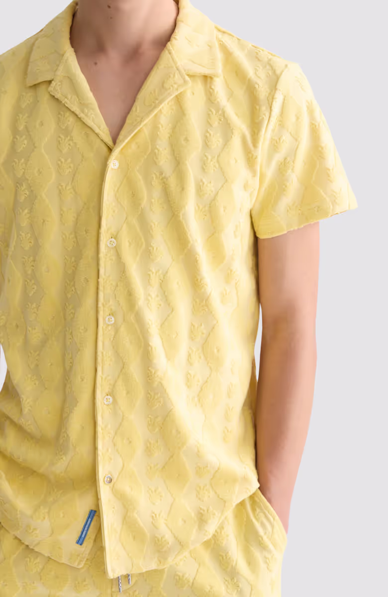Terry jacquard regular-fit short-sleeved shirt