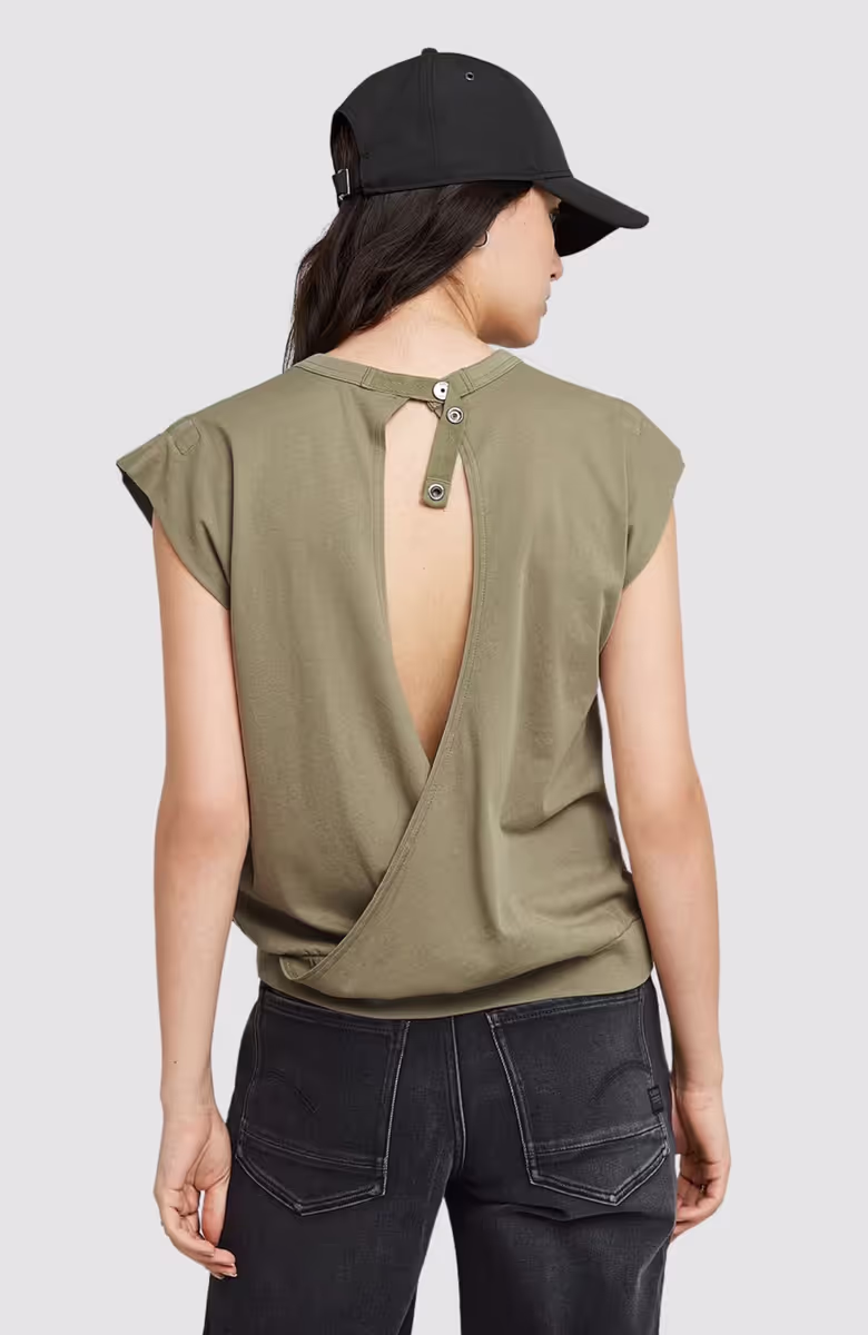 Open back loose sleeveless top wmn