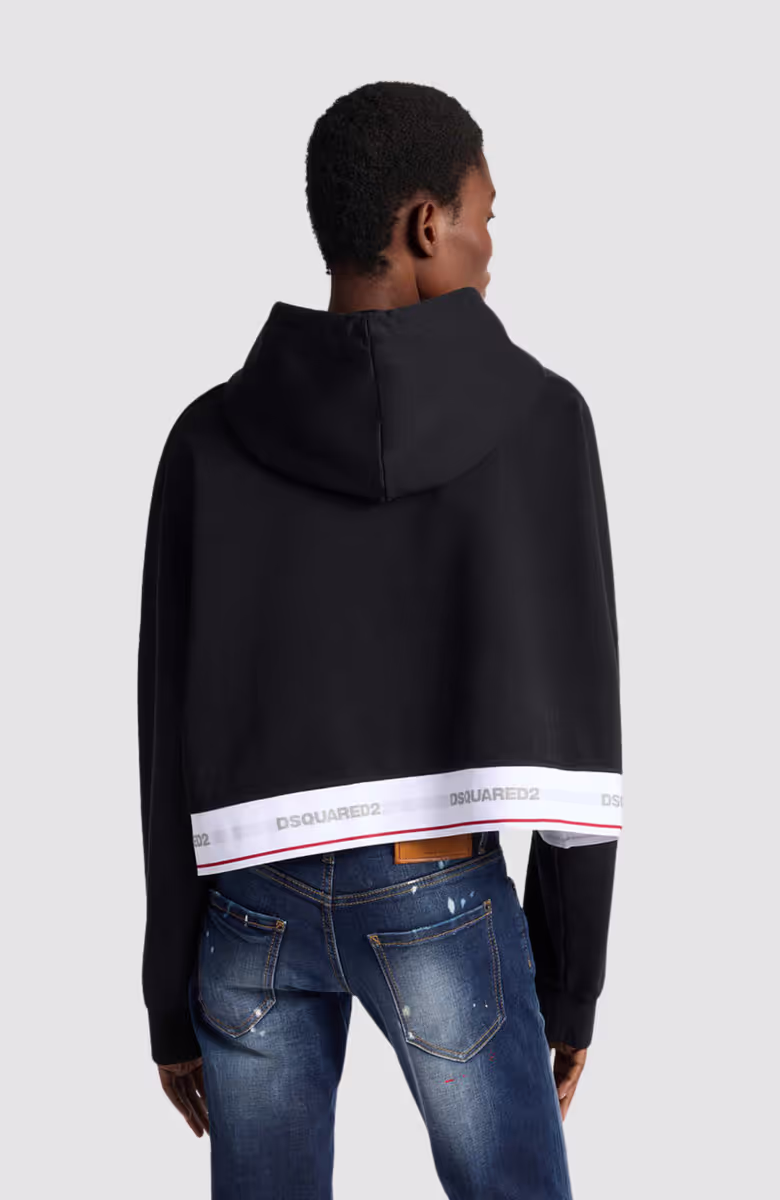Dsquared2 Tape Elastic Onion Cropped Hoodie