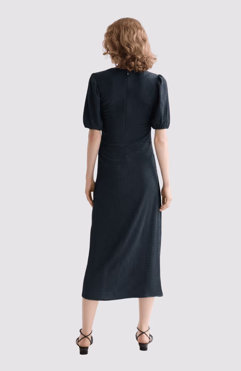 Open structured jersey midi dress