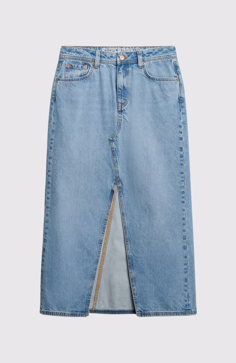 Denim Split Maxi Skirt