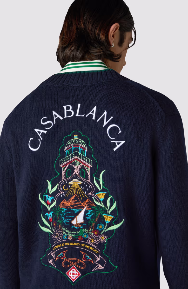Hotel Emblem Embroidered Cardigan
