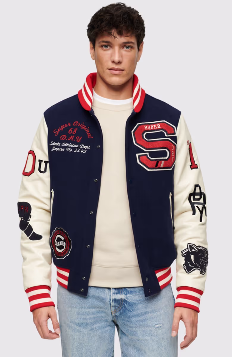 College Varsity Patched Bomber