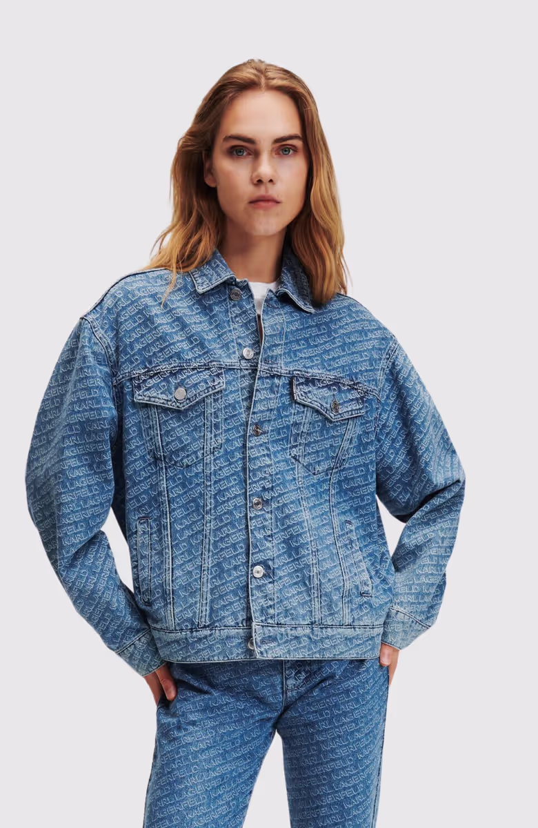 Diagonal Aop Denim Jacket