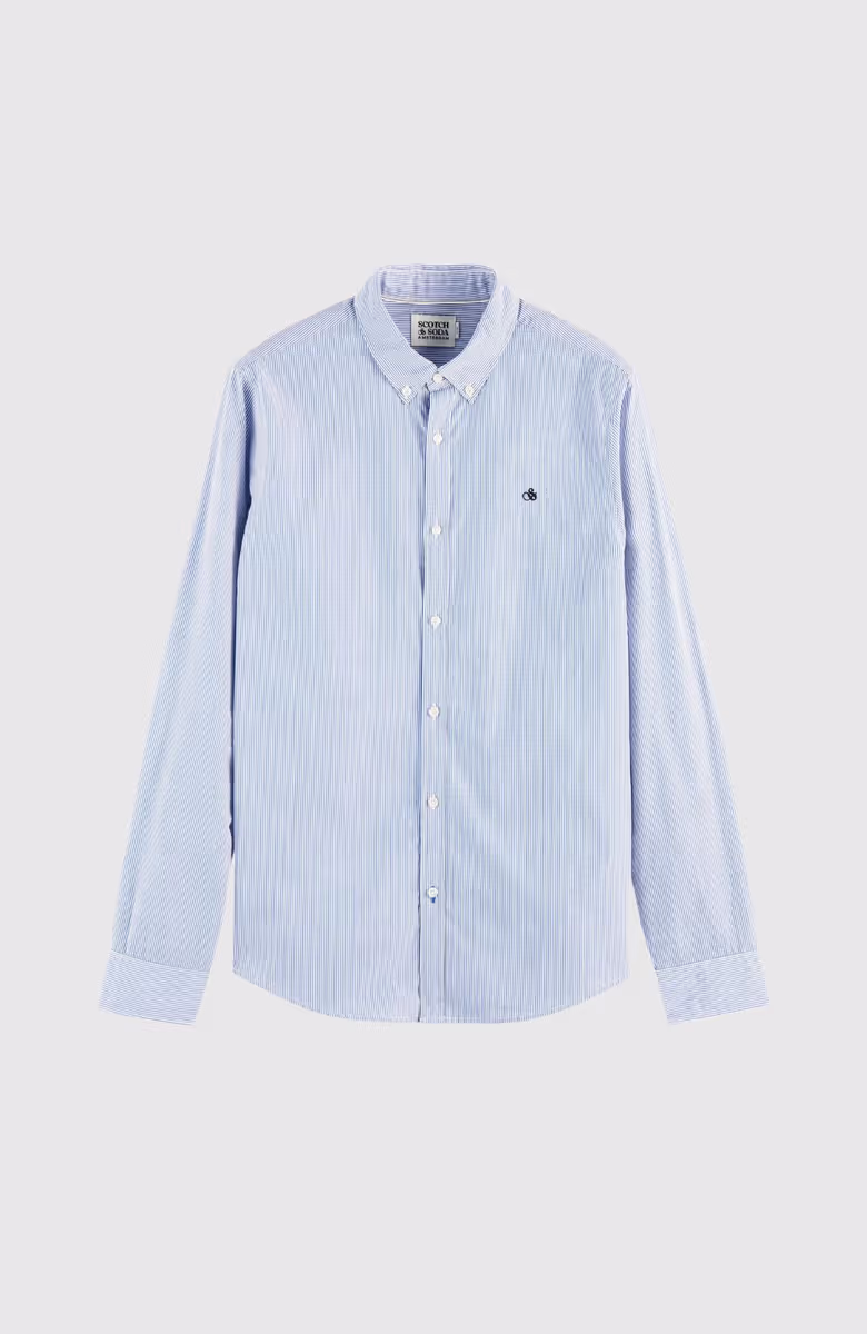 Essential yarn dye organic poplin slim fit shirt