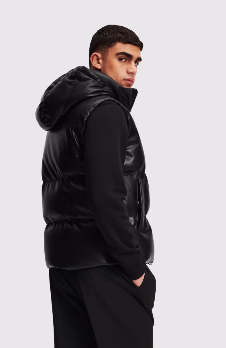 Faux Leather Puffer Vest