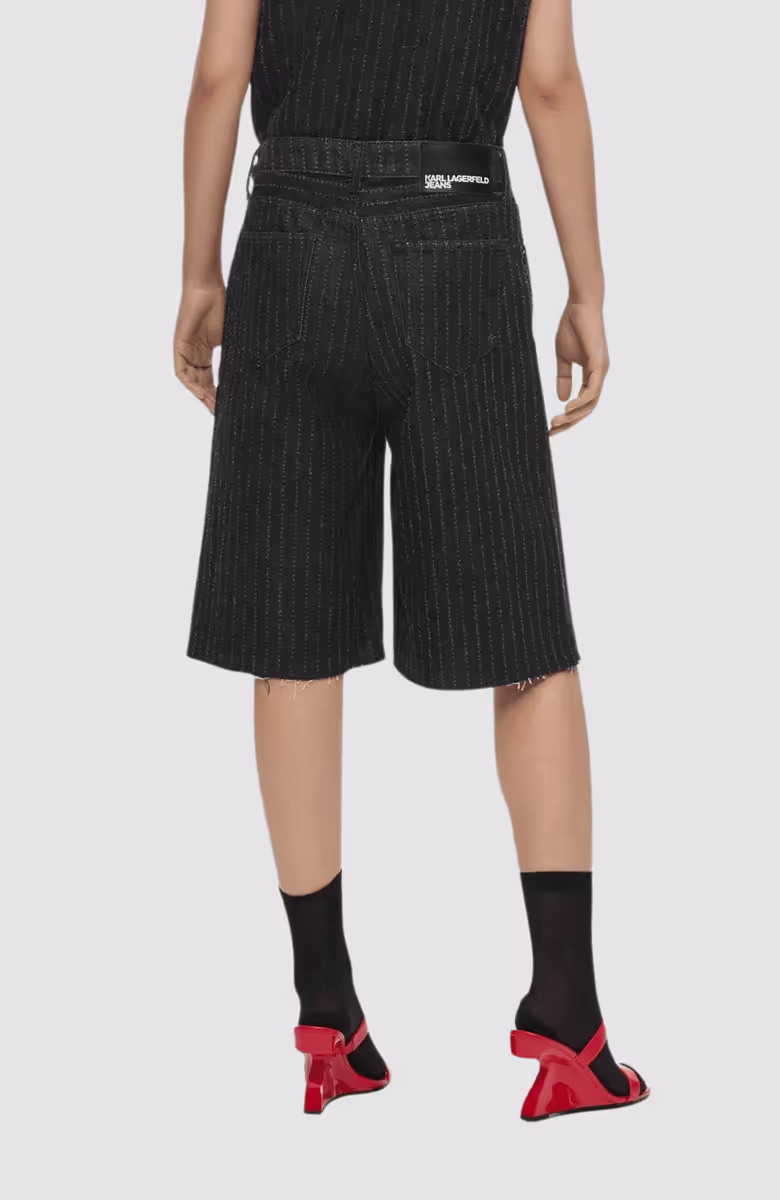 KLJ Pinstripe Denim Bermuda