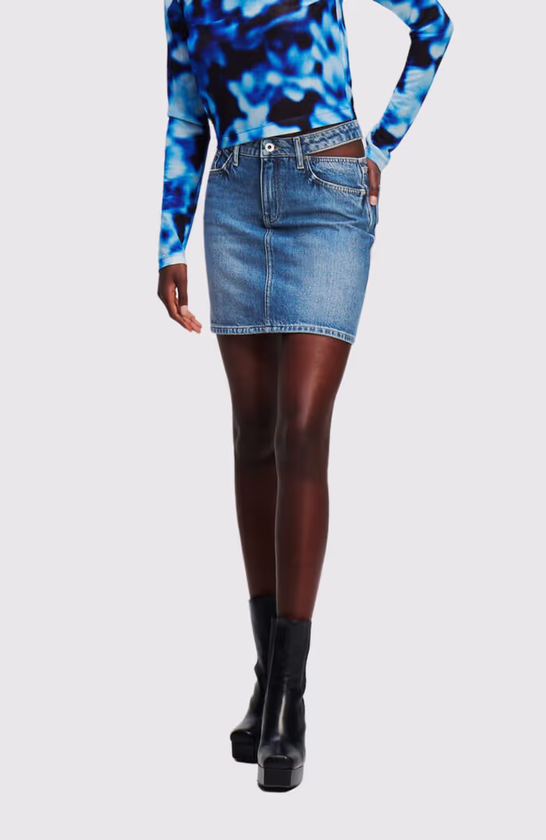 Klj Mini Split Wb Skirt Denim