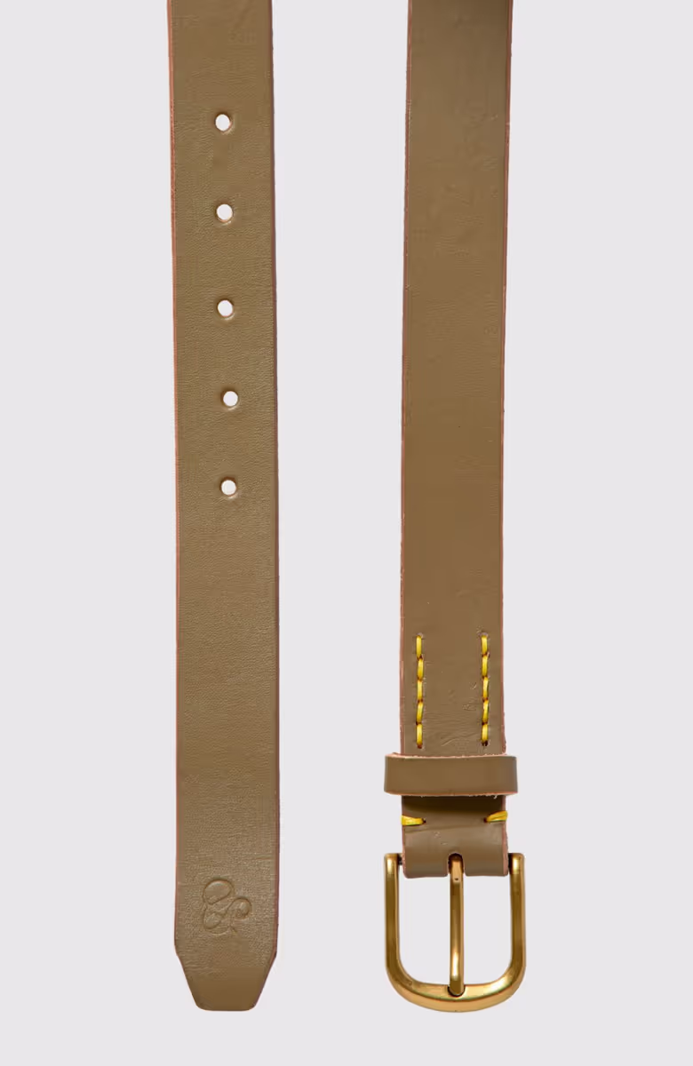 Leather belt with printed backside