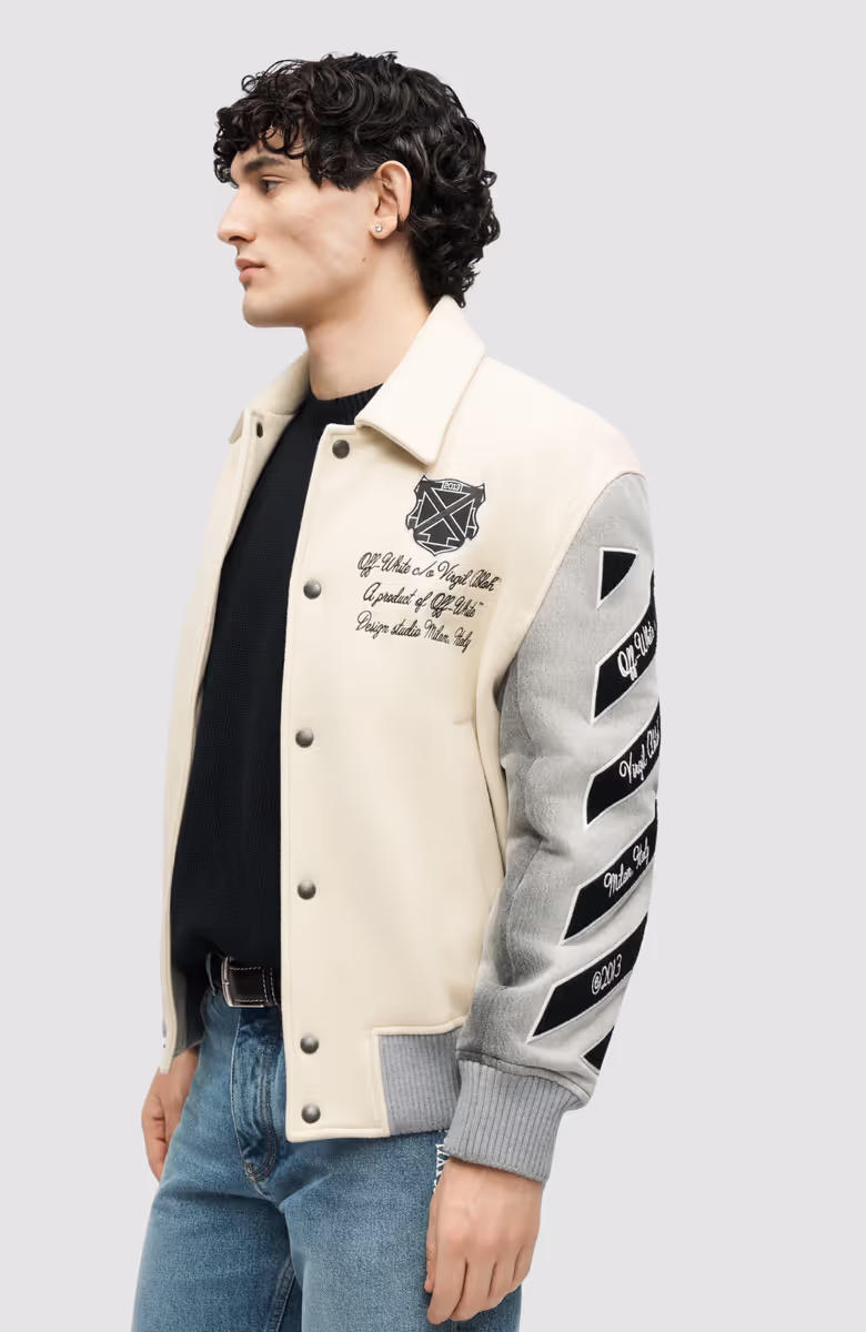 Wool Denim Relaxed Varsity