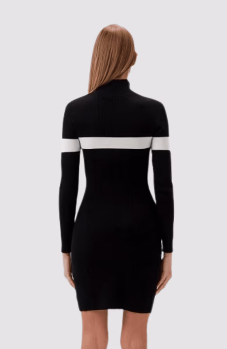 KLJ Half Zip Stripe Knit Dress