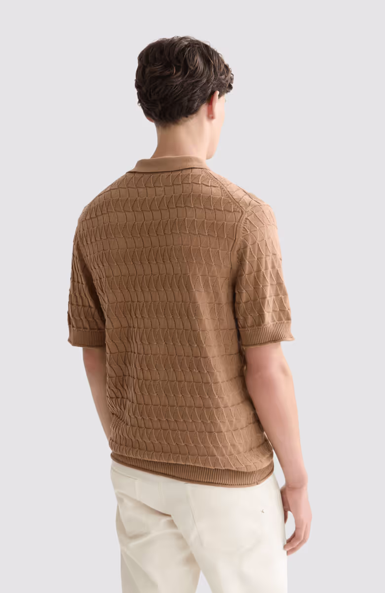 Pointelle knitted regular fit polo