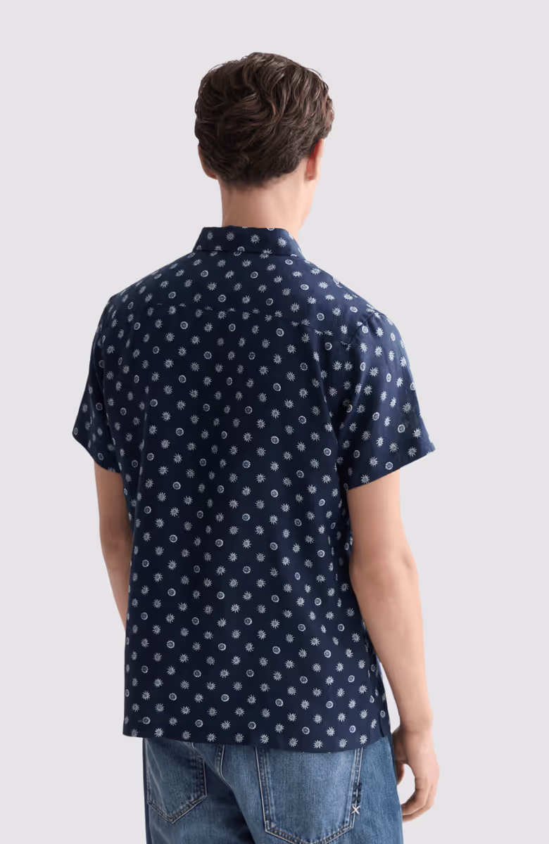 Printed linen regularfit shortsleeved shirt