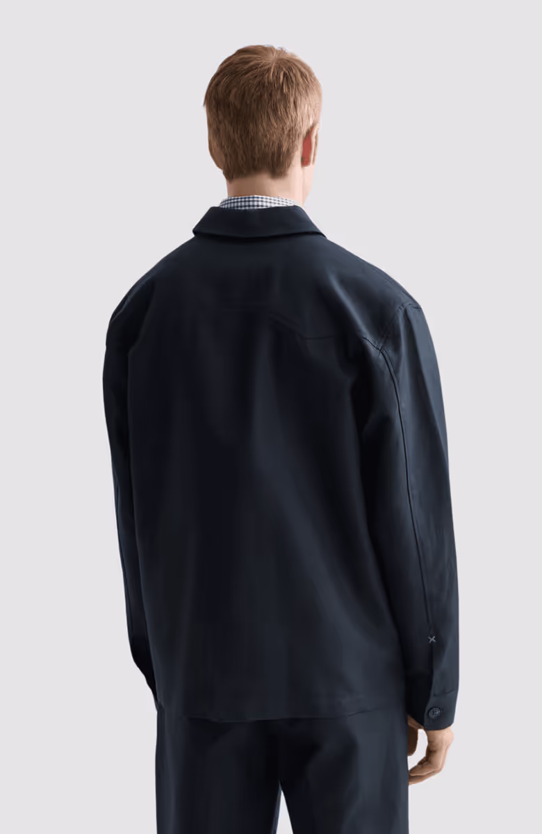 Cotton-blend twill relaxed-fit overshirt