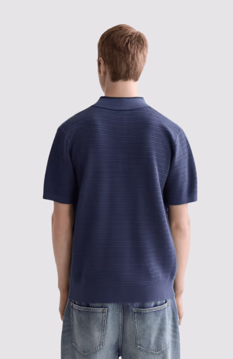 Structured knitted regular-fit polo