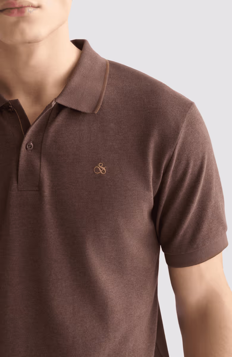 Melange chest logo regularfit polo