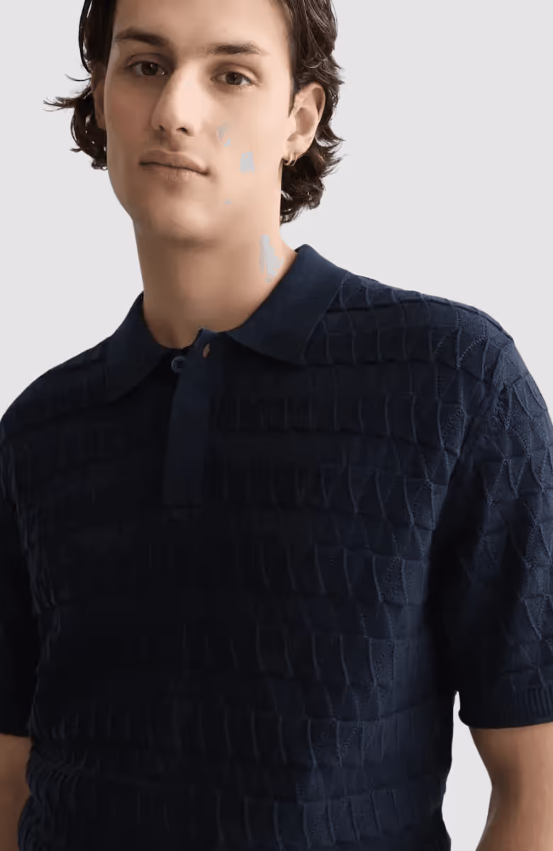 Pointelle knitted regular fit polo